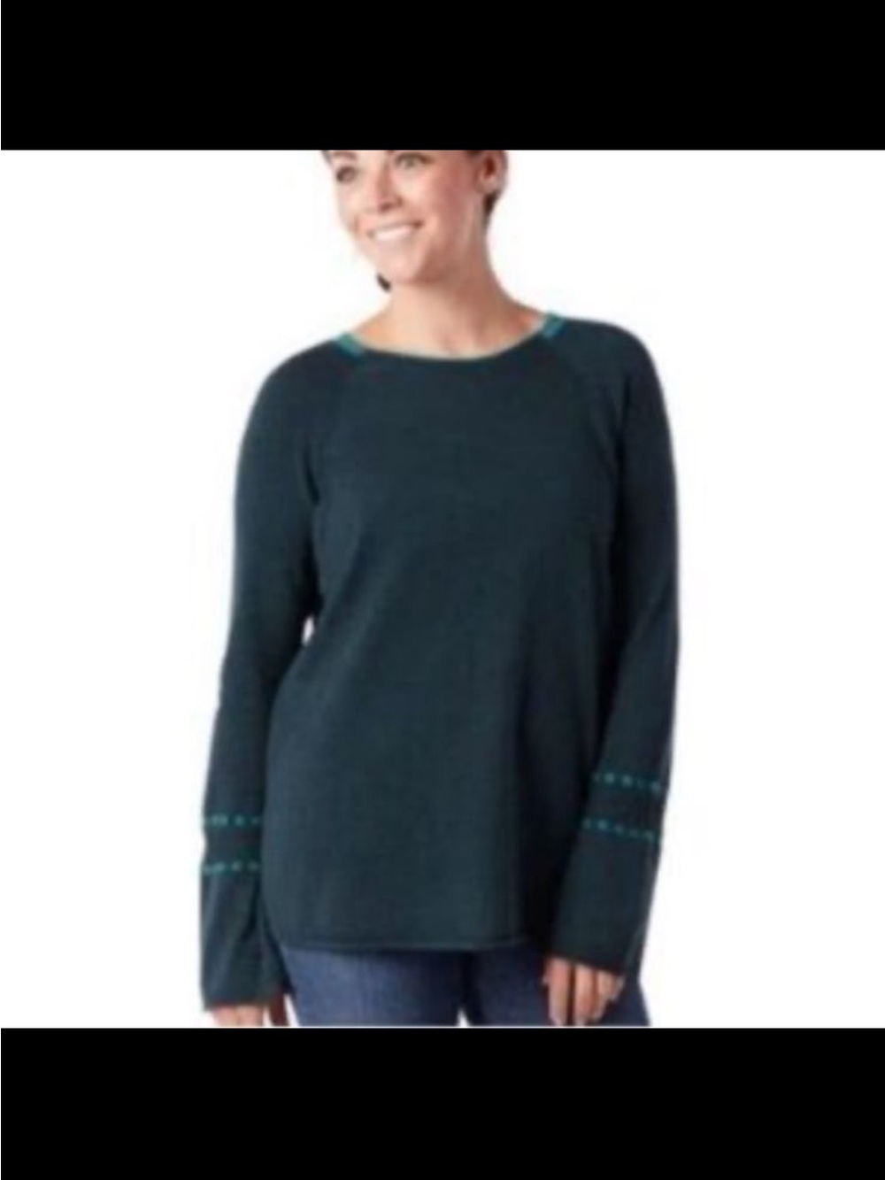 Smartwool Bell Sleeve Crew Neck Sweater Charcoal Heather. Size Small. - Picture 2 of 11